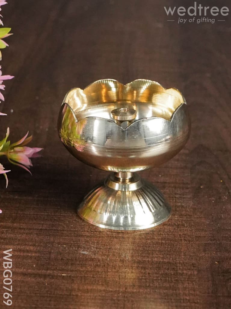 Brass Flower Diya with Stand - WBG0769