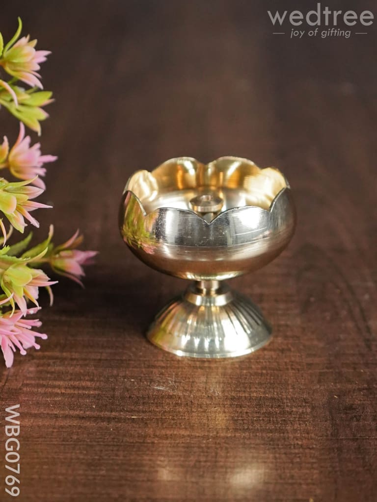 Brass Flower Diya with Stand - WBG0769