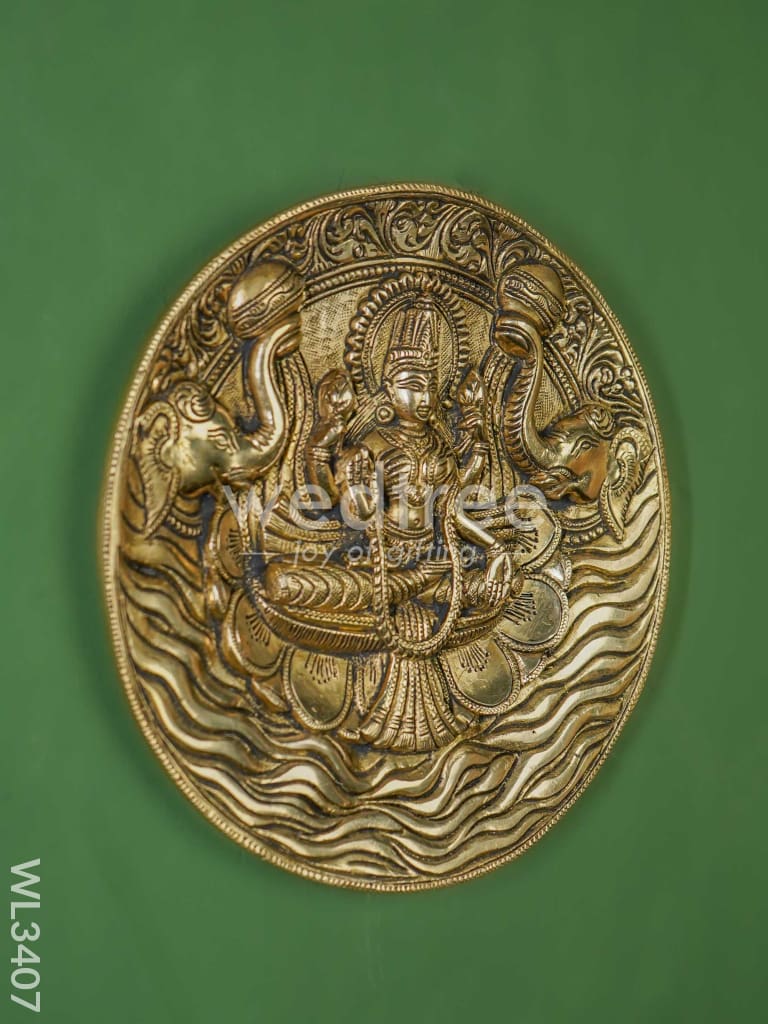 Brass Gaja Lakshmi Plate Wall Hanging - WL3407