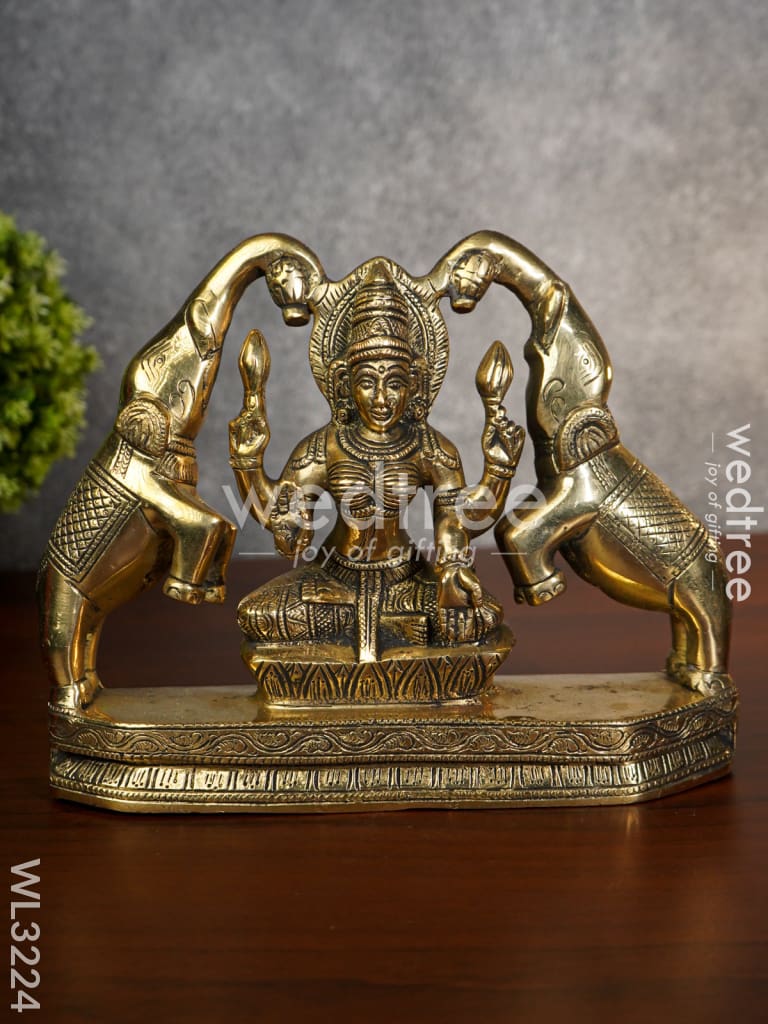 Brass Gajalakshmi with Elephant in Antique Finish - WL3224