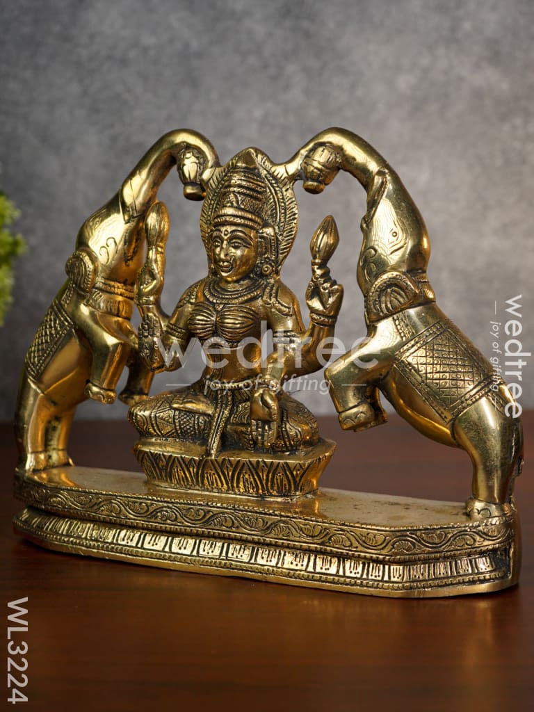 Brass Gajalakshmi with Elephant in Antique Finish - WL3224