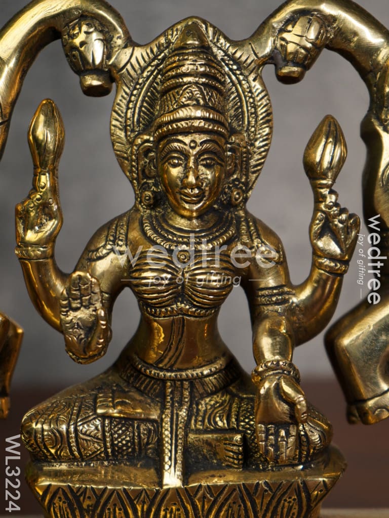 Brass Gajalakshmi with Elephant in Antique Finish - WL3224