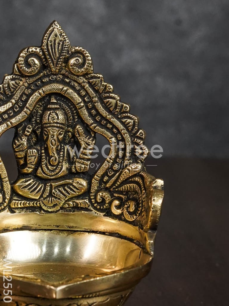 Brass Ganesh Diya with Round Base - WL2550