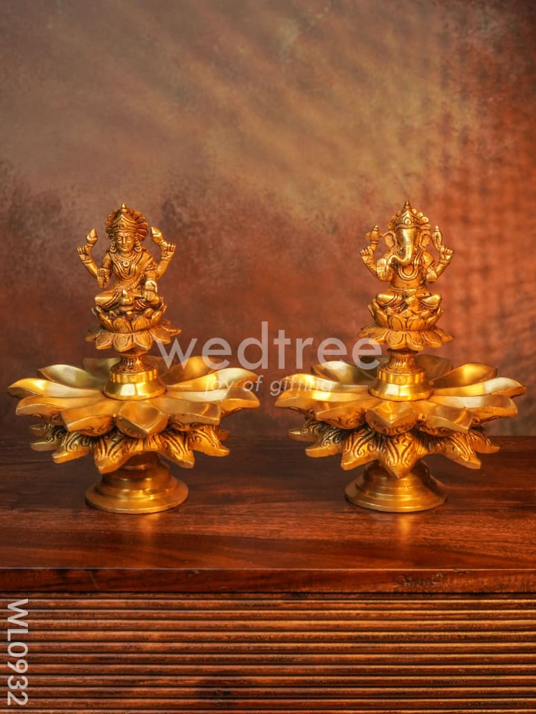 Brass Ganesh-Lakshmi Diya - WL0932