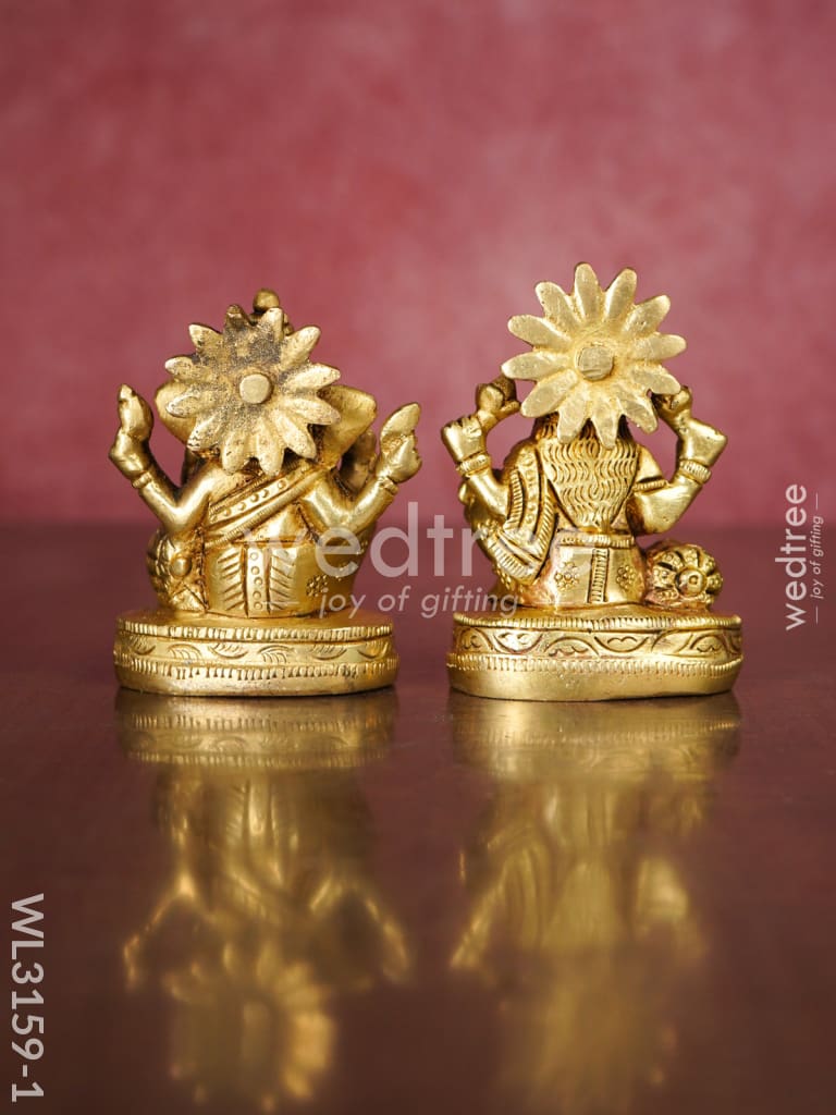 Brass Ganesh Lakshmi Idol - Set of 2 - WL3159-1