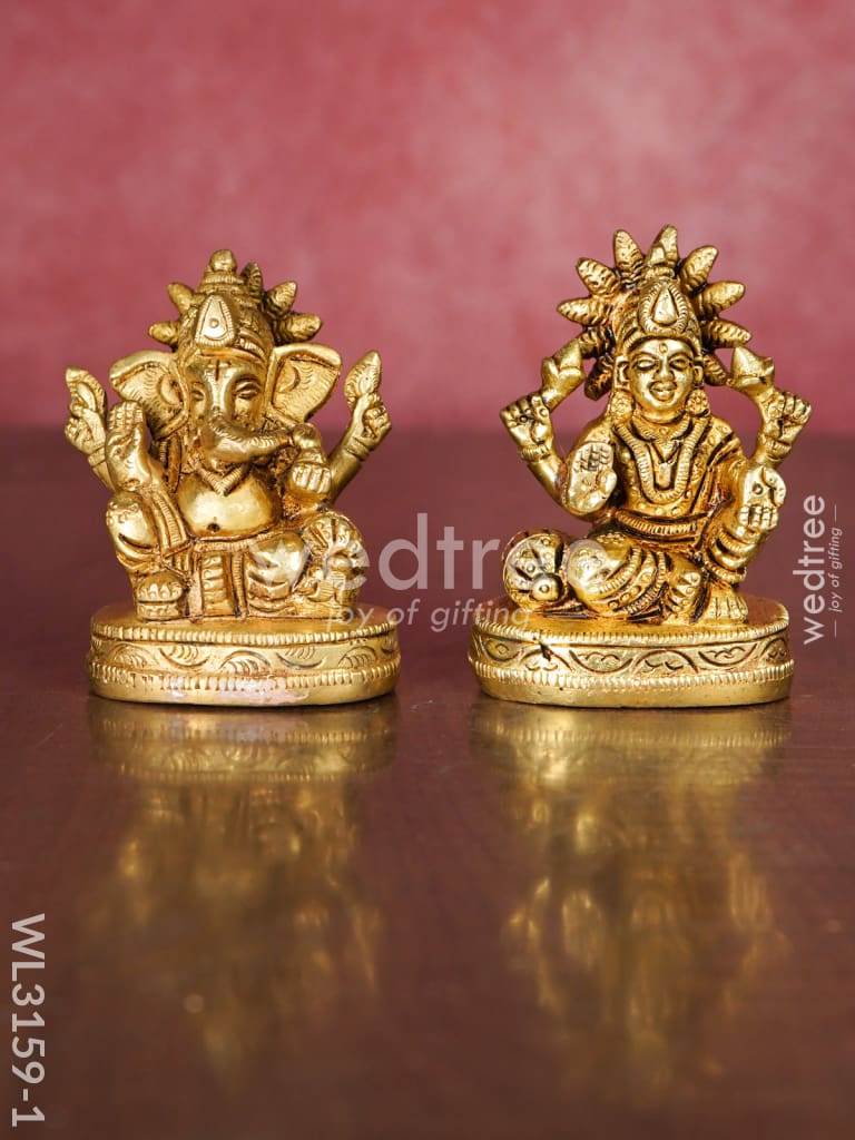 Brass Ganesh Lakshmi Idol - Set of 2 - WL3159-1