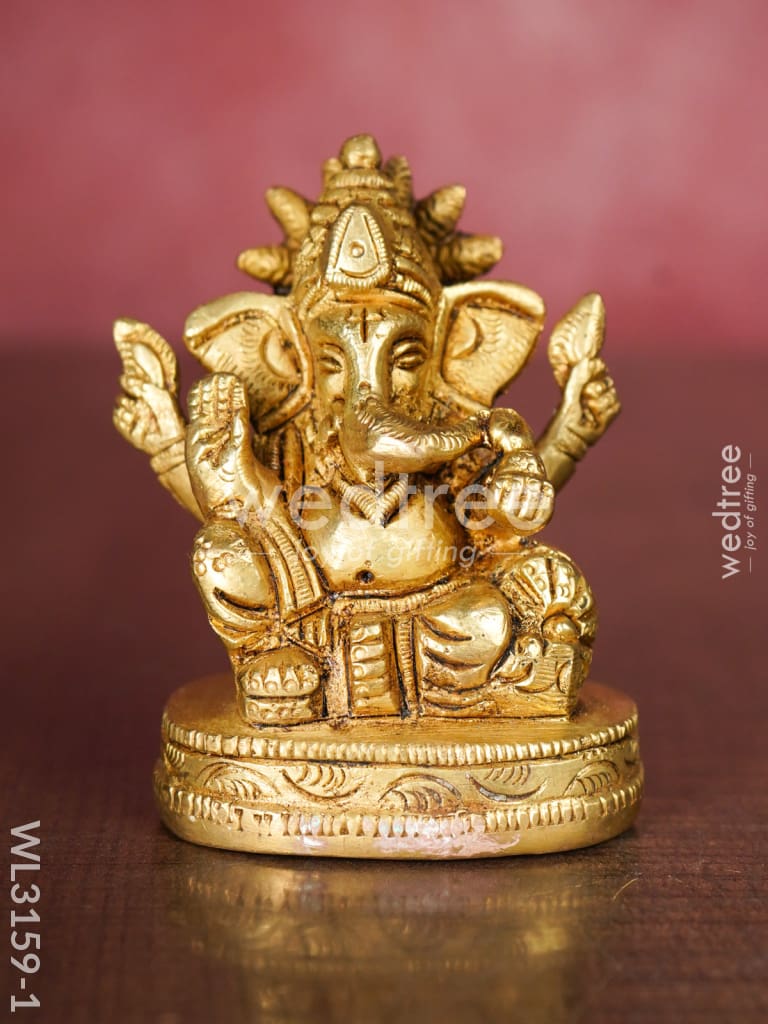 Brass Ganesh Lakshmi Idol - Set of 2 - WL3159-1