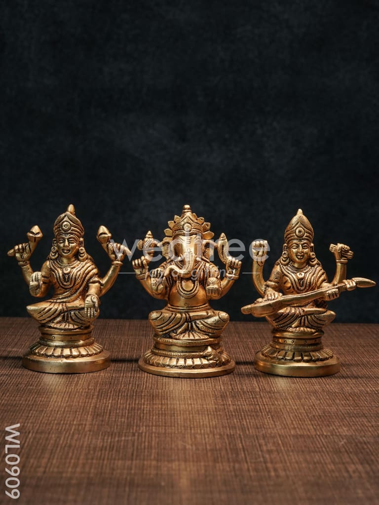 Brass Ganesh-Lakshmi-Saraswathi Idols - WL0909