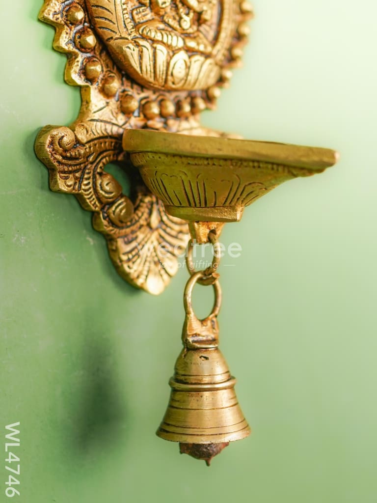 Brass Ganesha Diya with Bell Wall Hanging - 8 inch - WL4746