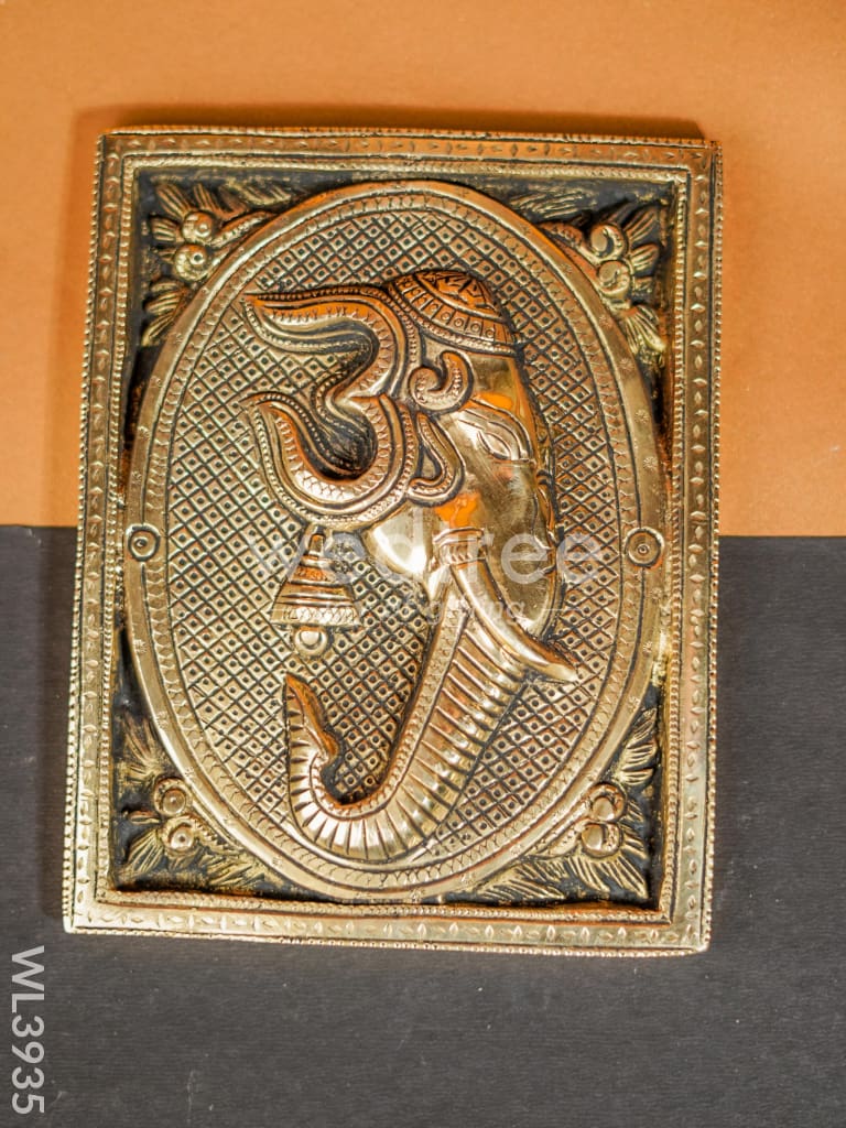 Brass Ganesha Frame Wall Hanging - WL3935