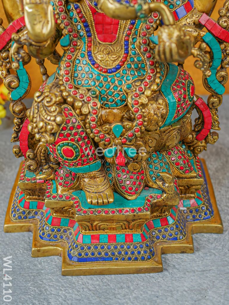 Brass Ganesha Idol with Stone Work - WL4110