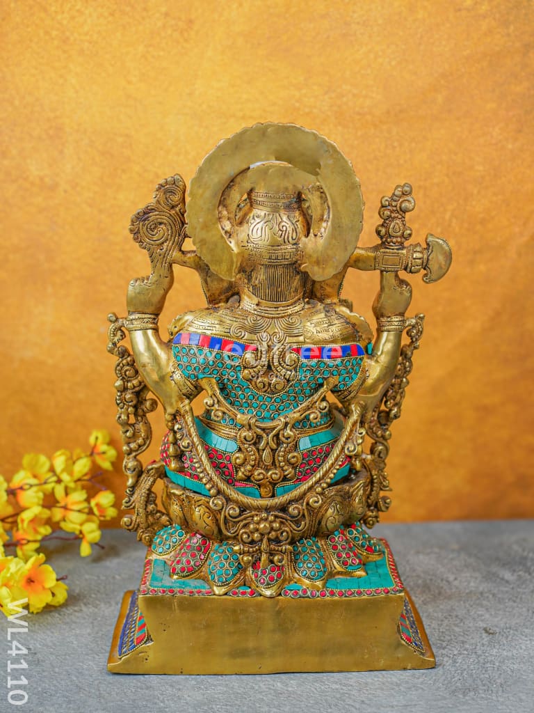 Brass Ganesha Idol with Stone Work - WL4110