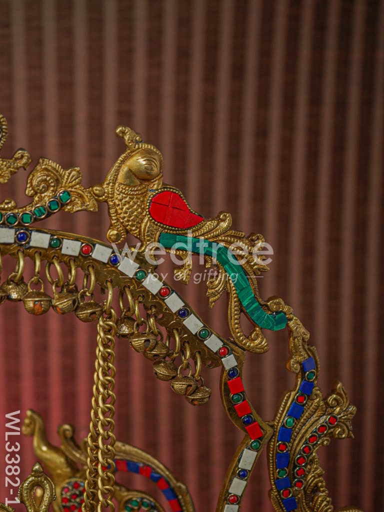 Brass Ganesha Jhoola Urli With 7 Diya and Bells - WL3382-1