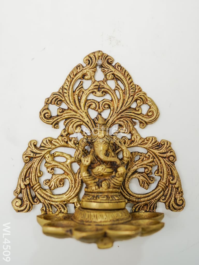 Brass Ganesha Six-Face Wall Hanging Diya - WL4509