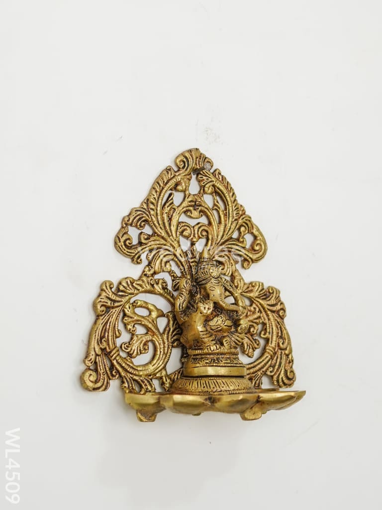 Brass Ganesha Six-Face Wall Hanging Diya - WL4509