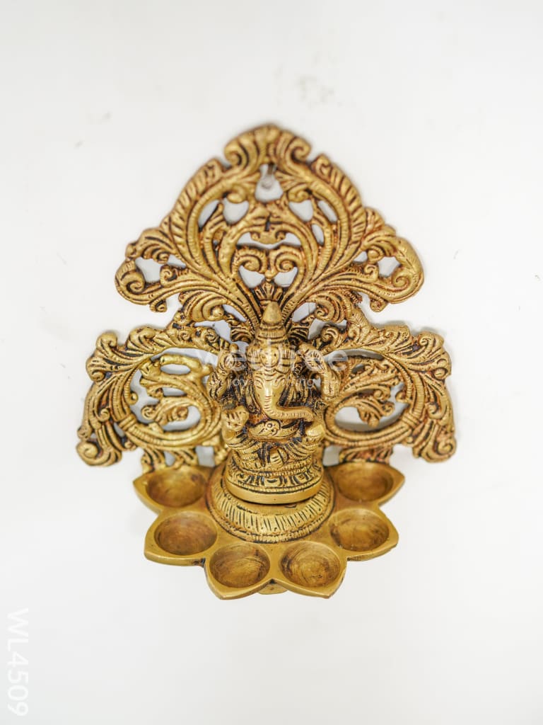 Brass Ganesha Six-Face Wall Hanging Diya - WL4509