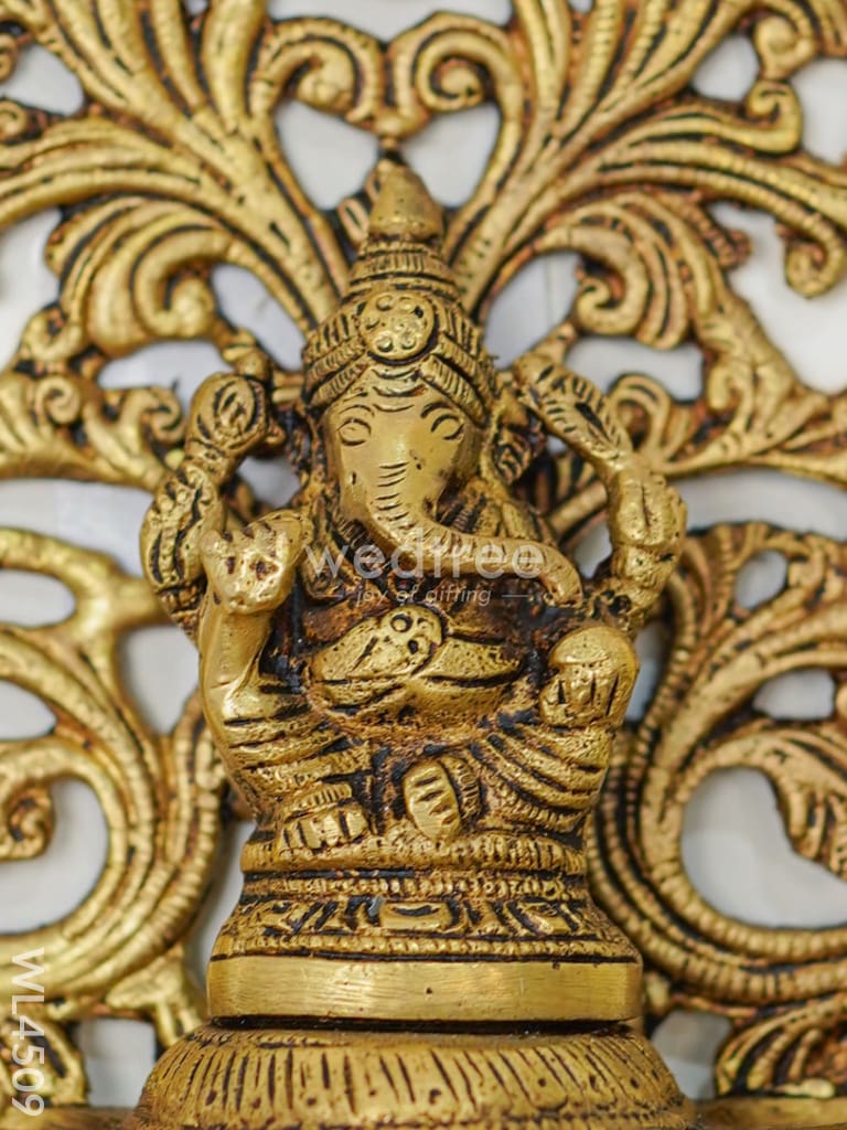 Brass Ganesha Six-Face Wall Hanging Diya - WL4509