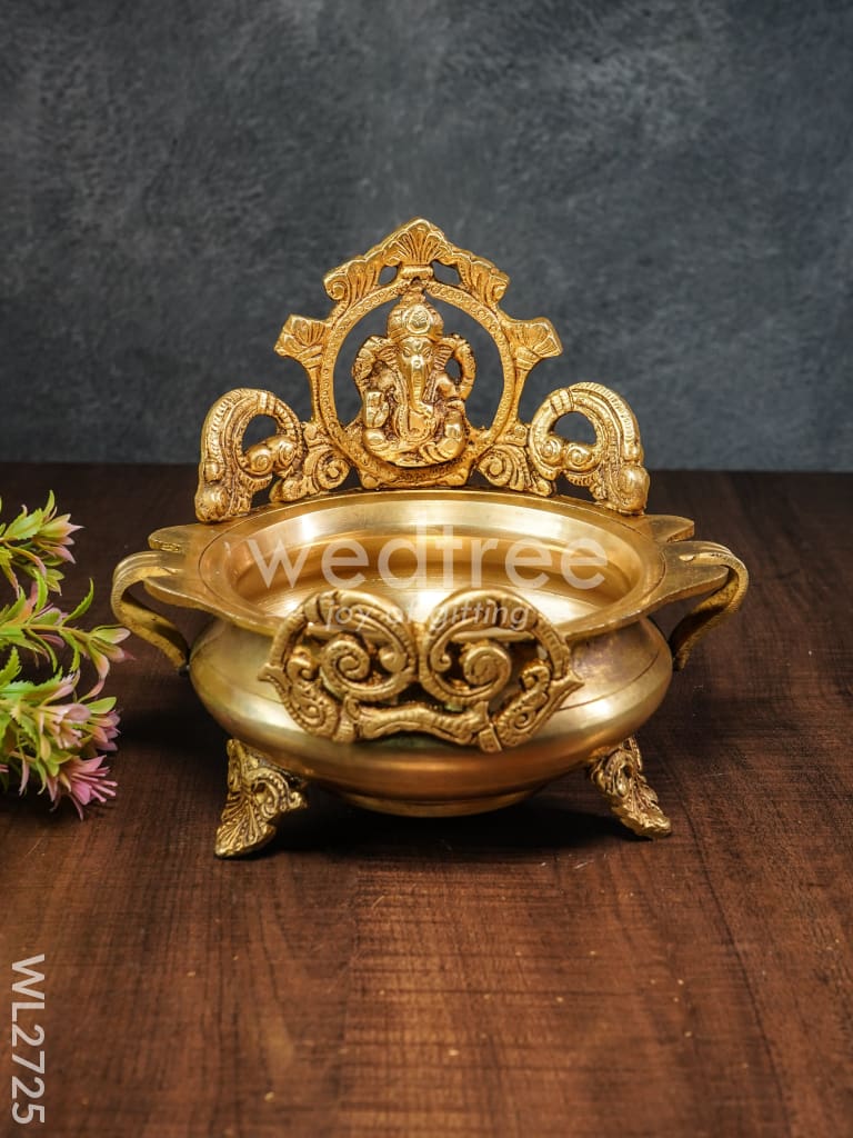 Brass Ganesha Urli with Handle - WL2725