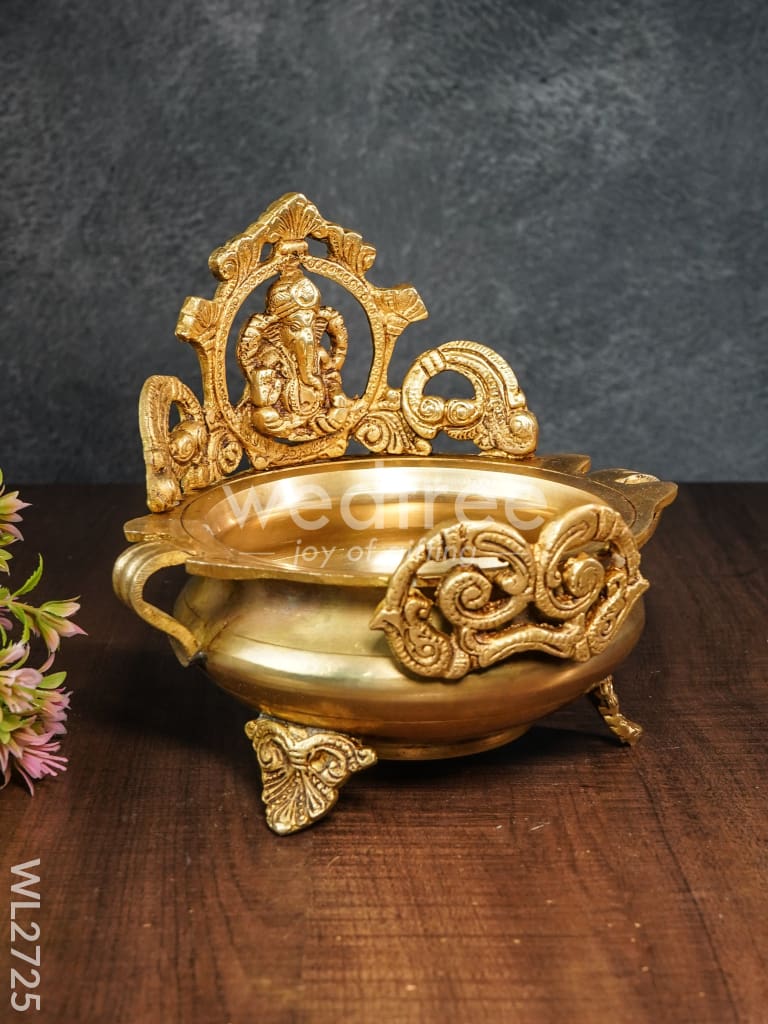 Brass Ganesha Urli with Handle - WL2725