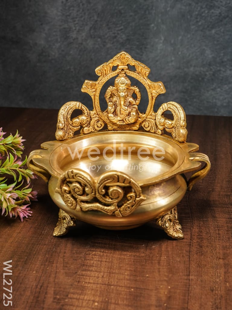 Brass Ganesha Urli with Handle - WL2725
