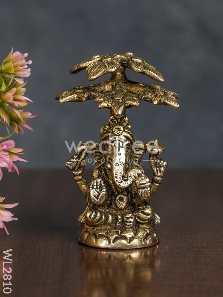 Brass Ganesha with Tree - WL2810