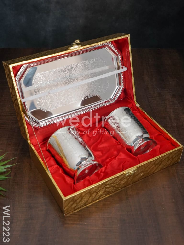 Brass Glass Set with Tray - WL2223