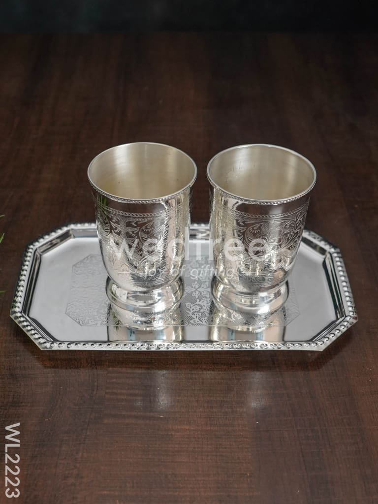 Brass Glass Set with Tray - WL2223