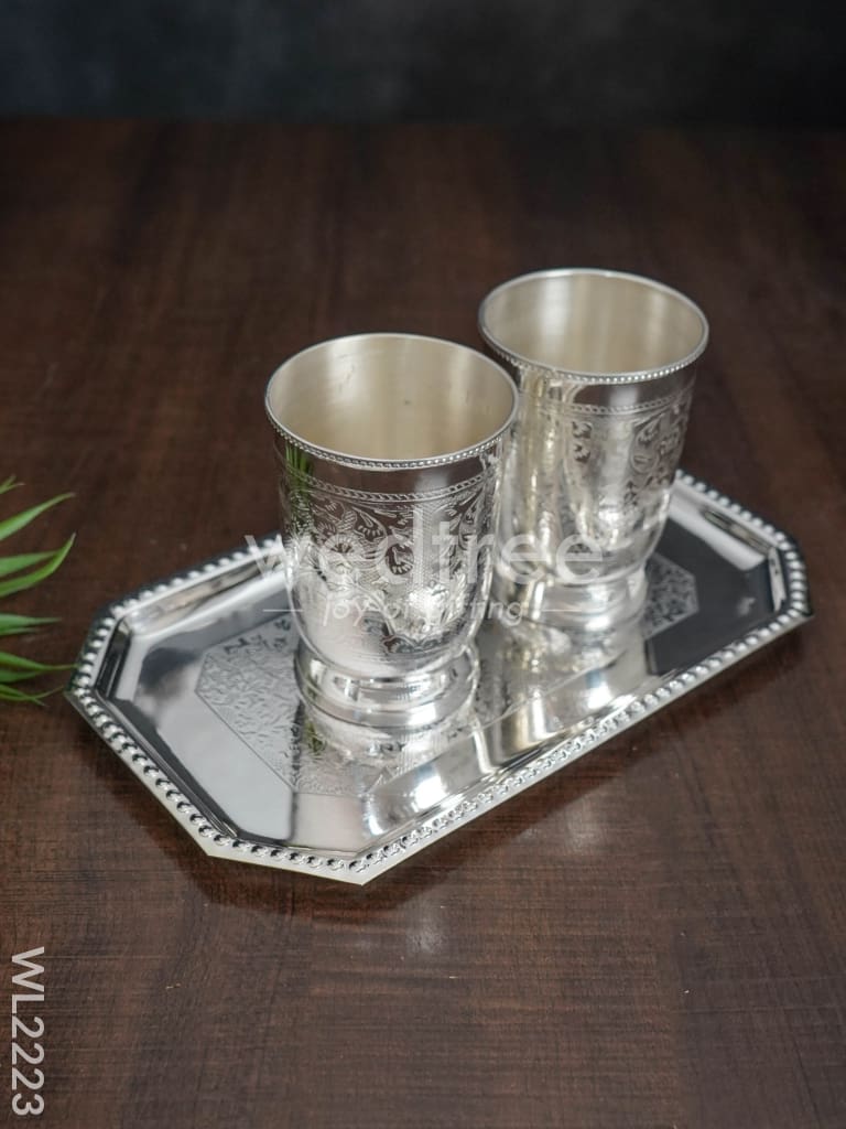 Brass Glass Set with Tray - WL2223