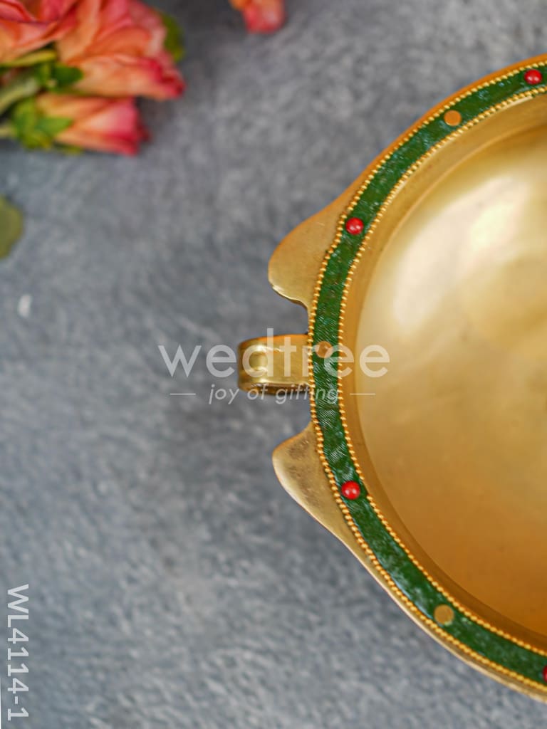 Brass Hand Painted Urli with Stonework - WL4114