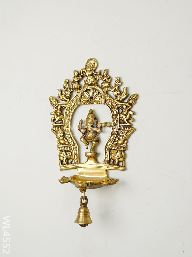 Brass Hanging Ganesha Diya with Bell - WL4552