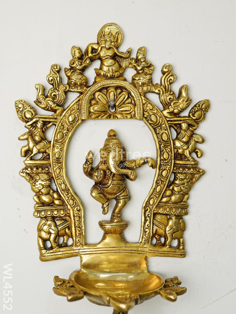 Brass Hanging Ganesha Diya with Bell - WL4552
