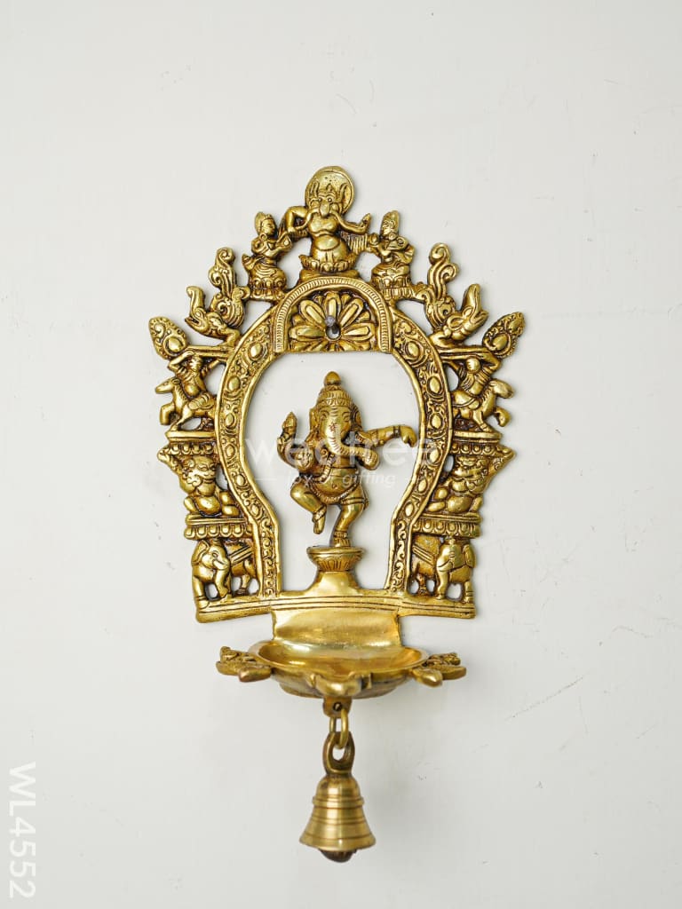 Brass Hanging Ganesha Diya with Bell - WL4552