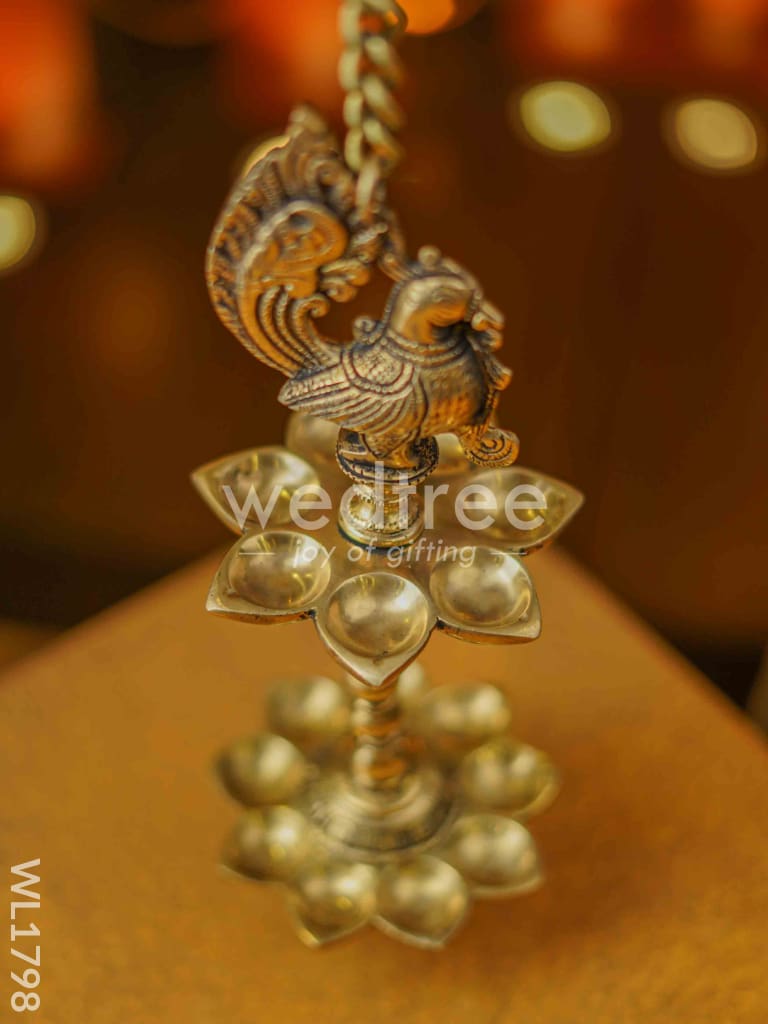 Brass Hanging Peacock 2-Step Diya - WL1798