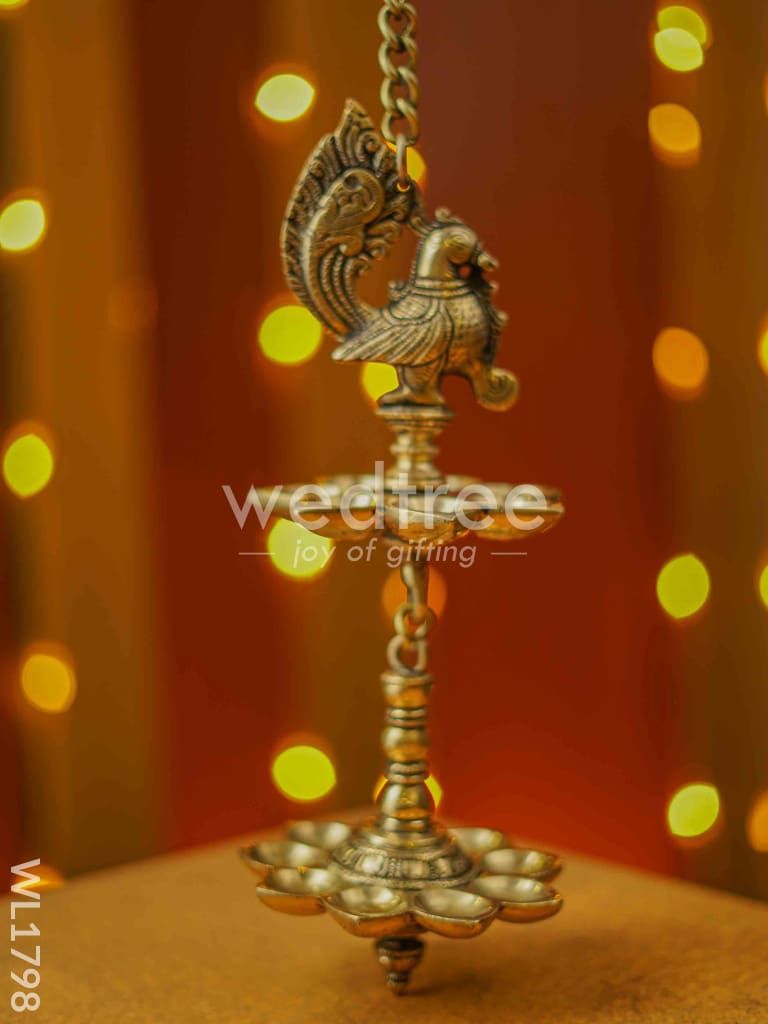 Brass Hanging Peacock 2-Step Diya - WL1798