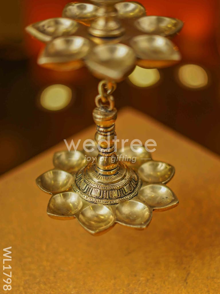 Brass Hanging Peacock 2-Step Diya - WL1798