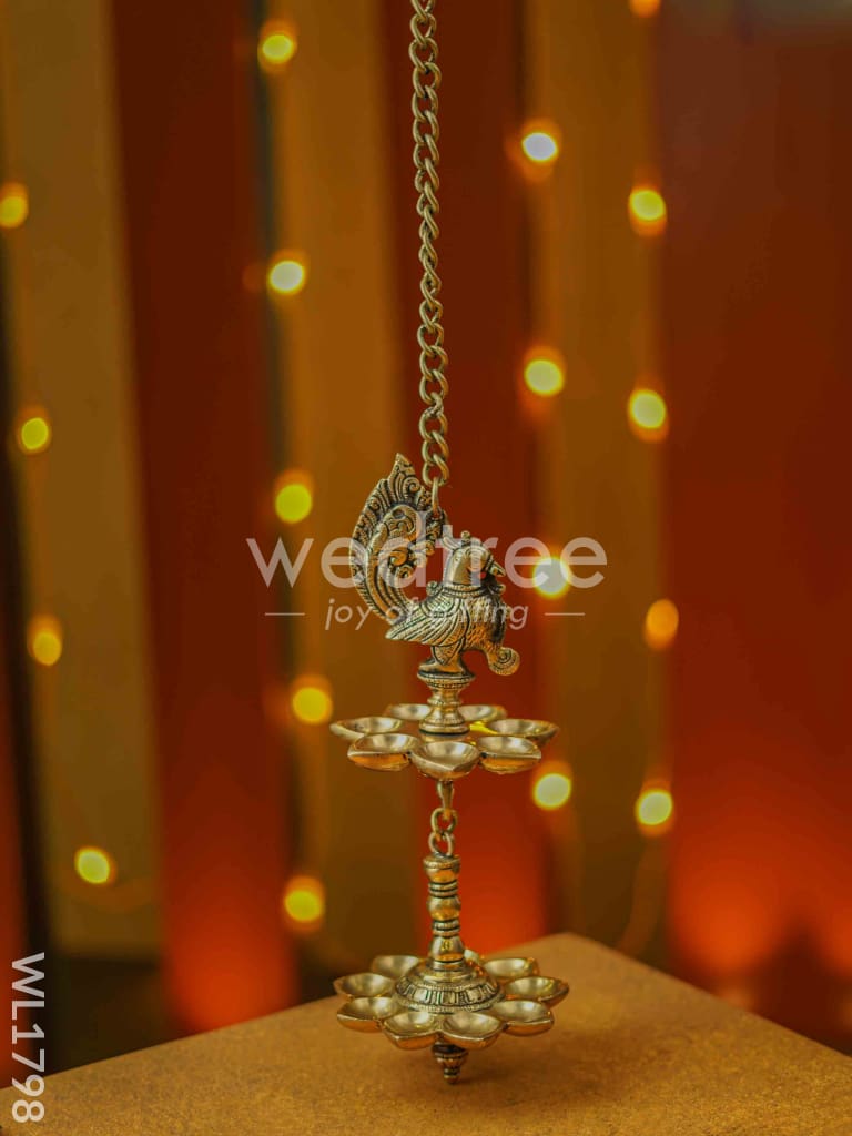 Brass Hanging Peacock 2-Step Diya - WL1798