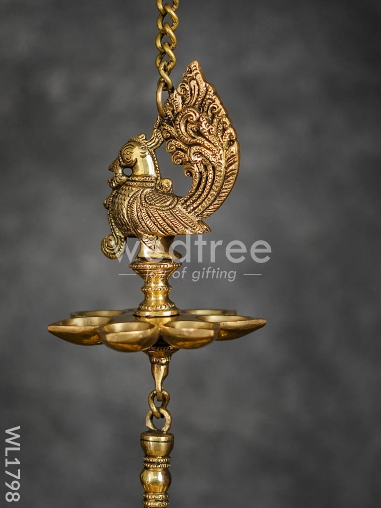 Brass Hanging Peacock 2-Step Diya - WL1798