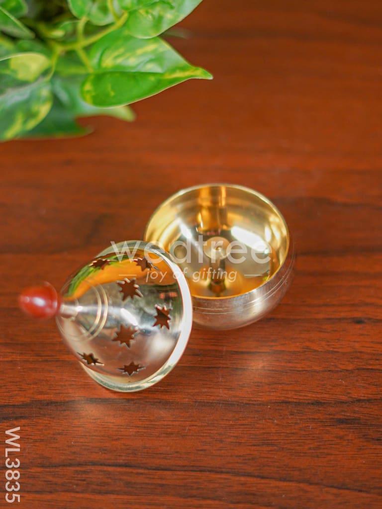 Brass Jali Akhand Diya - 4.5 inch - WL3835