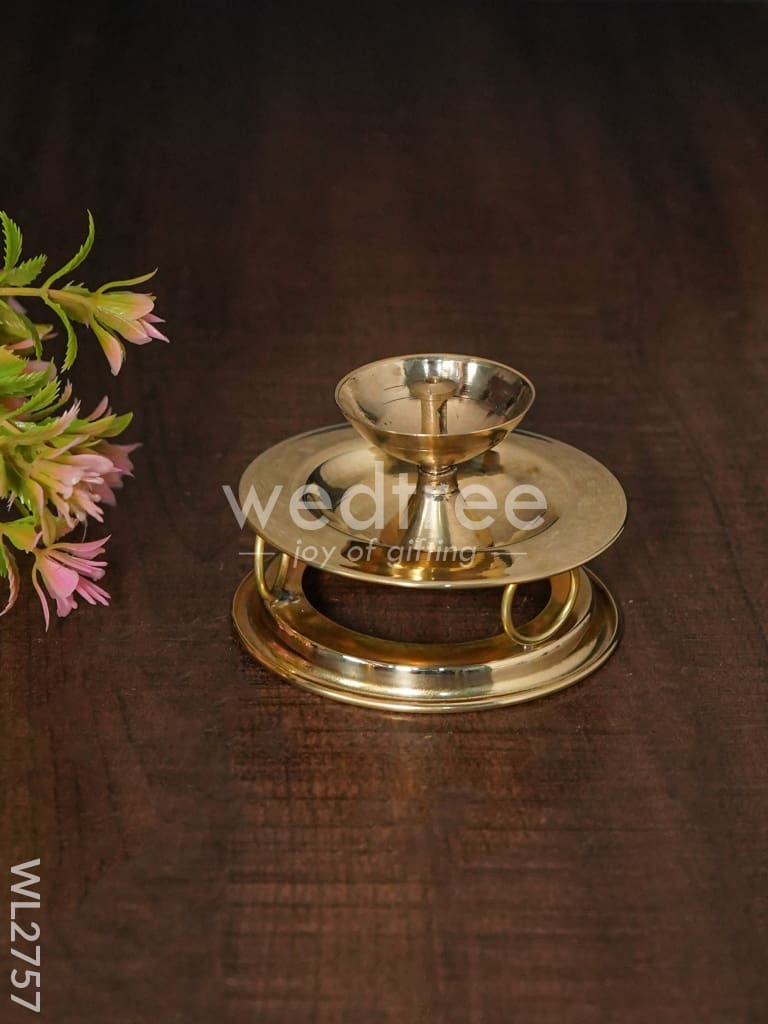 Brass Jhaali Lamp with Diya - 5 inch - WL2757