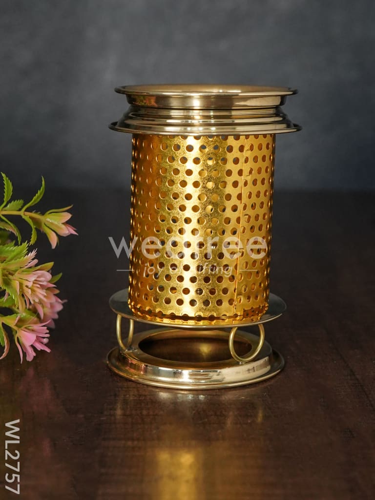 Brass Jhaali Lamp with Diya - 5 inch - WL2757