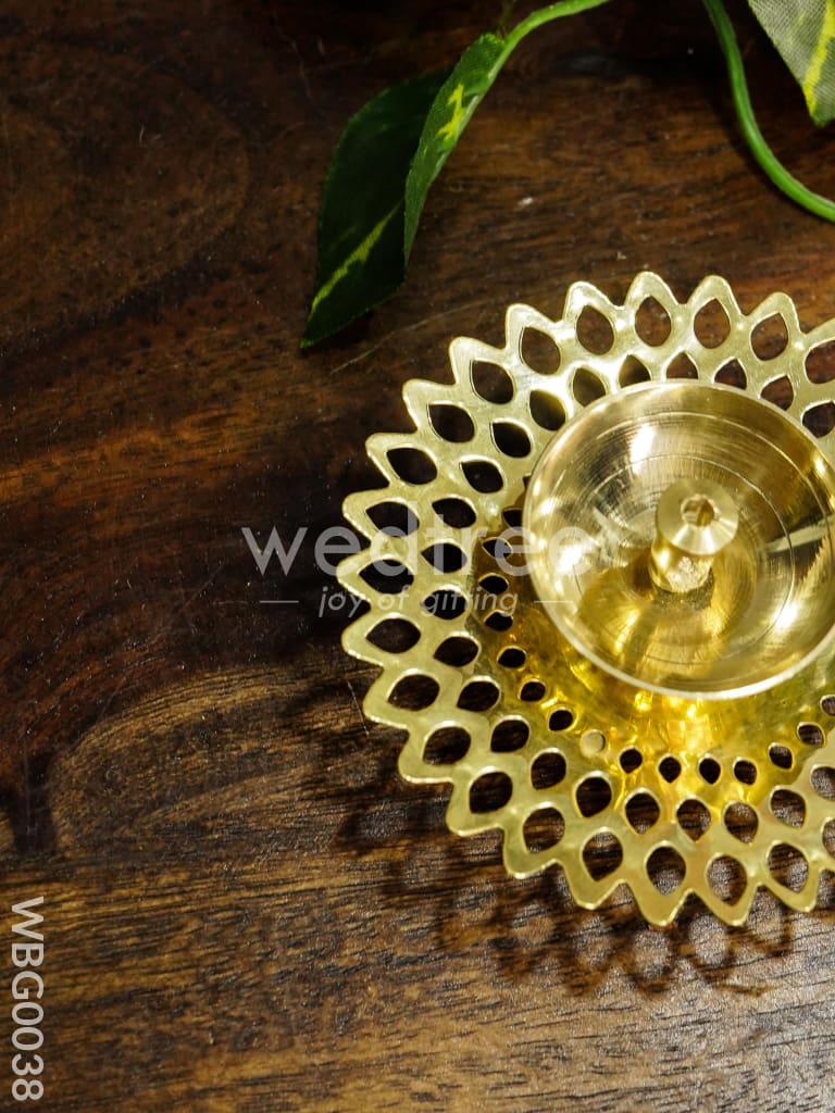 Brass Jhaali Sunflower Shaped Diya - WBG0038
