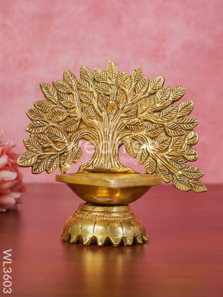Brass Kalpavriksha Tree Diya with Base - WL3603