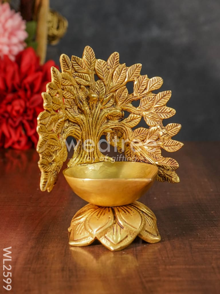 Brass Kalpavriksha Tree Diya with Lotus Base - WL2599