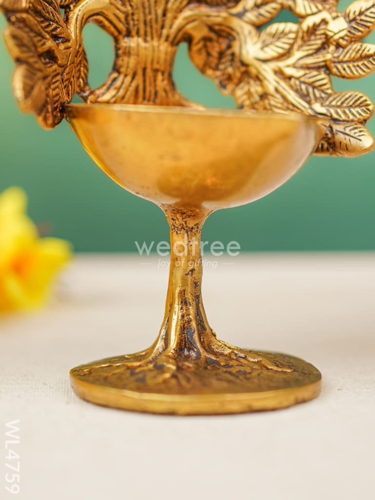 Brass Kalpavriksha Tree with Diya - 7 inch - WL4759