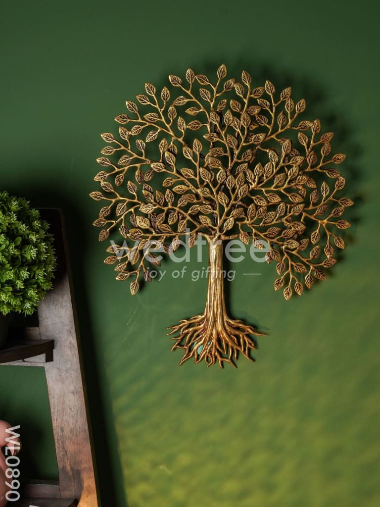 Brass Kalpavriksha Wall Hanging Tree with Roots - WL0890