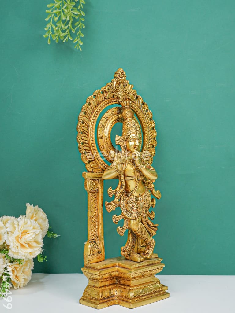 Brass Krishna Idol with Flute - WL4499