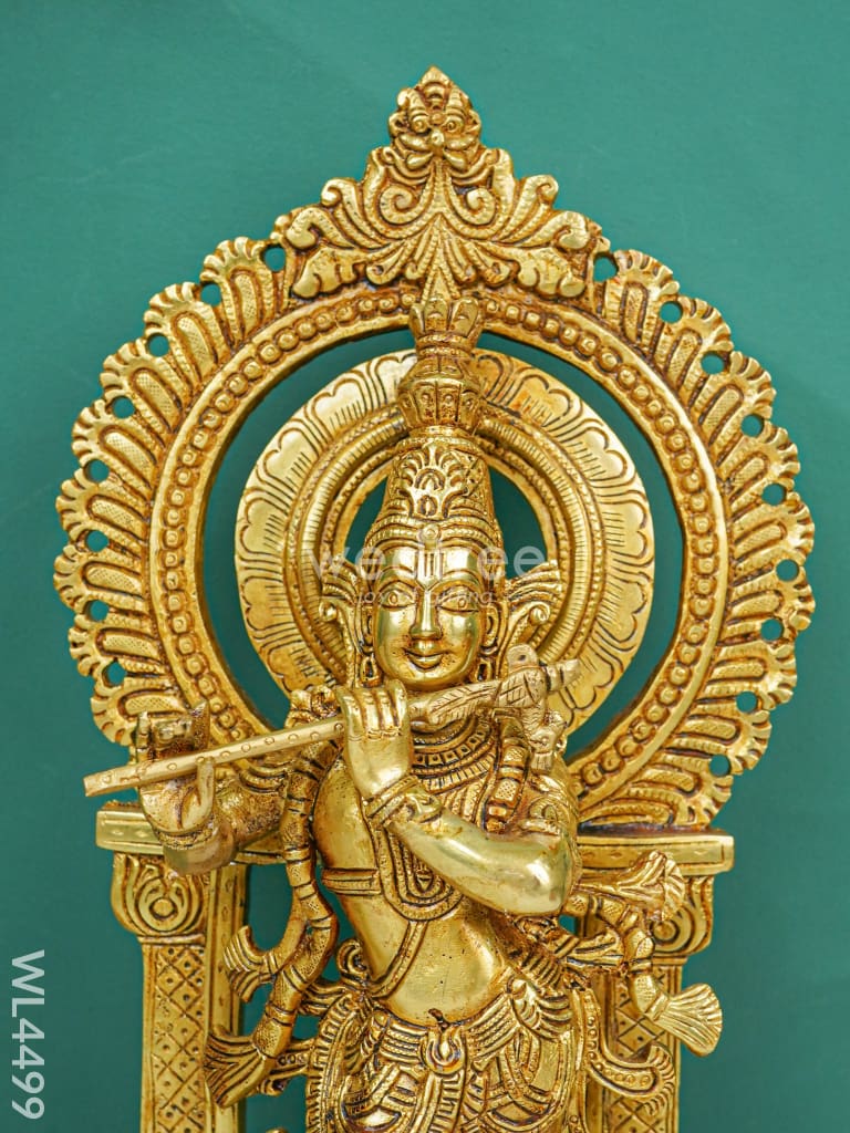 Brass Krishna Idol with Flute - WL4499