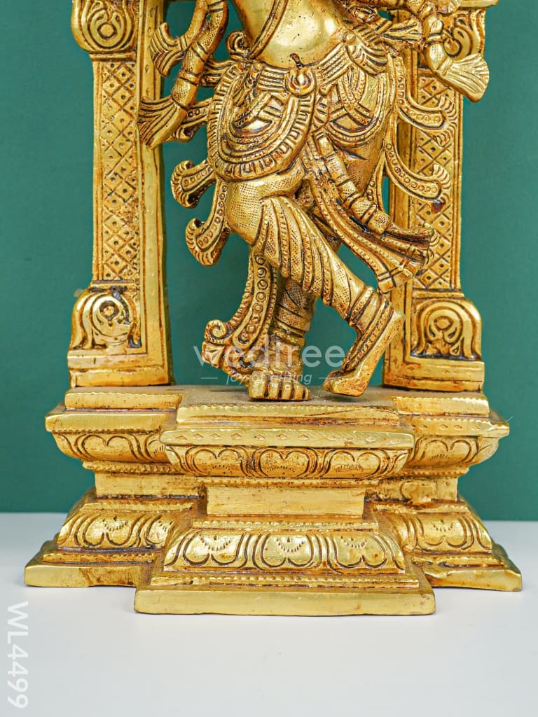 Brass Krishna Idol with Flute - WL4499