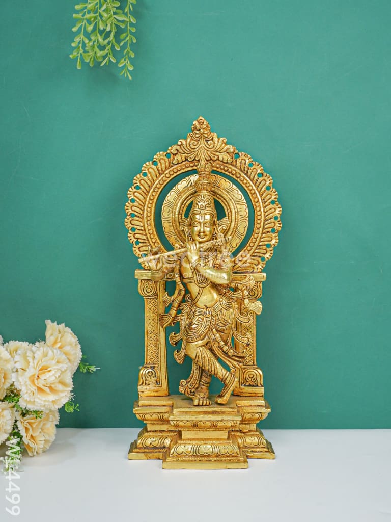 Brass Krishna Idol with Flute - WL4499