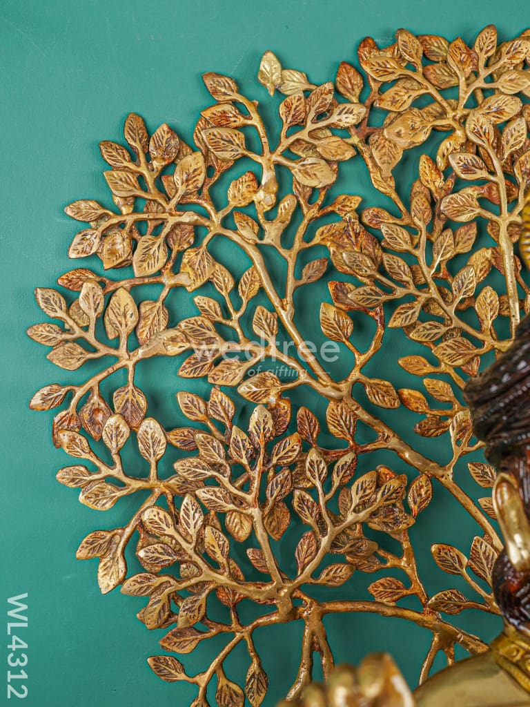 Brass Krishna Idol With Brass Kalpavriksha Tree - WL4312